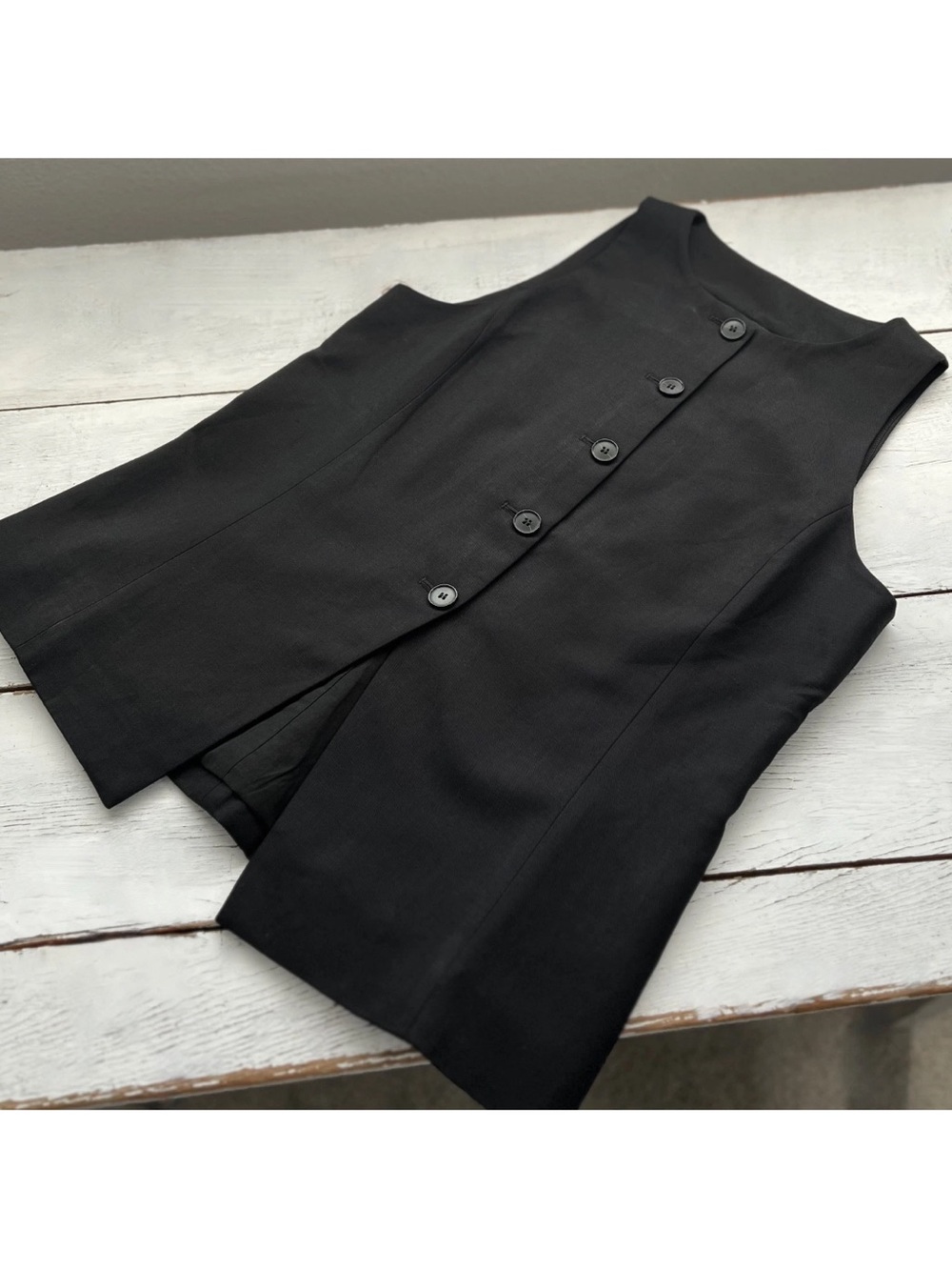 NEW Madewell Crewneck Cutaway Vest Drapey Twill Sz 8 TRUE BLACK Tank $98 #NW061 - Picture 4 of 16